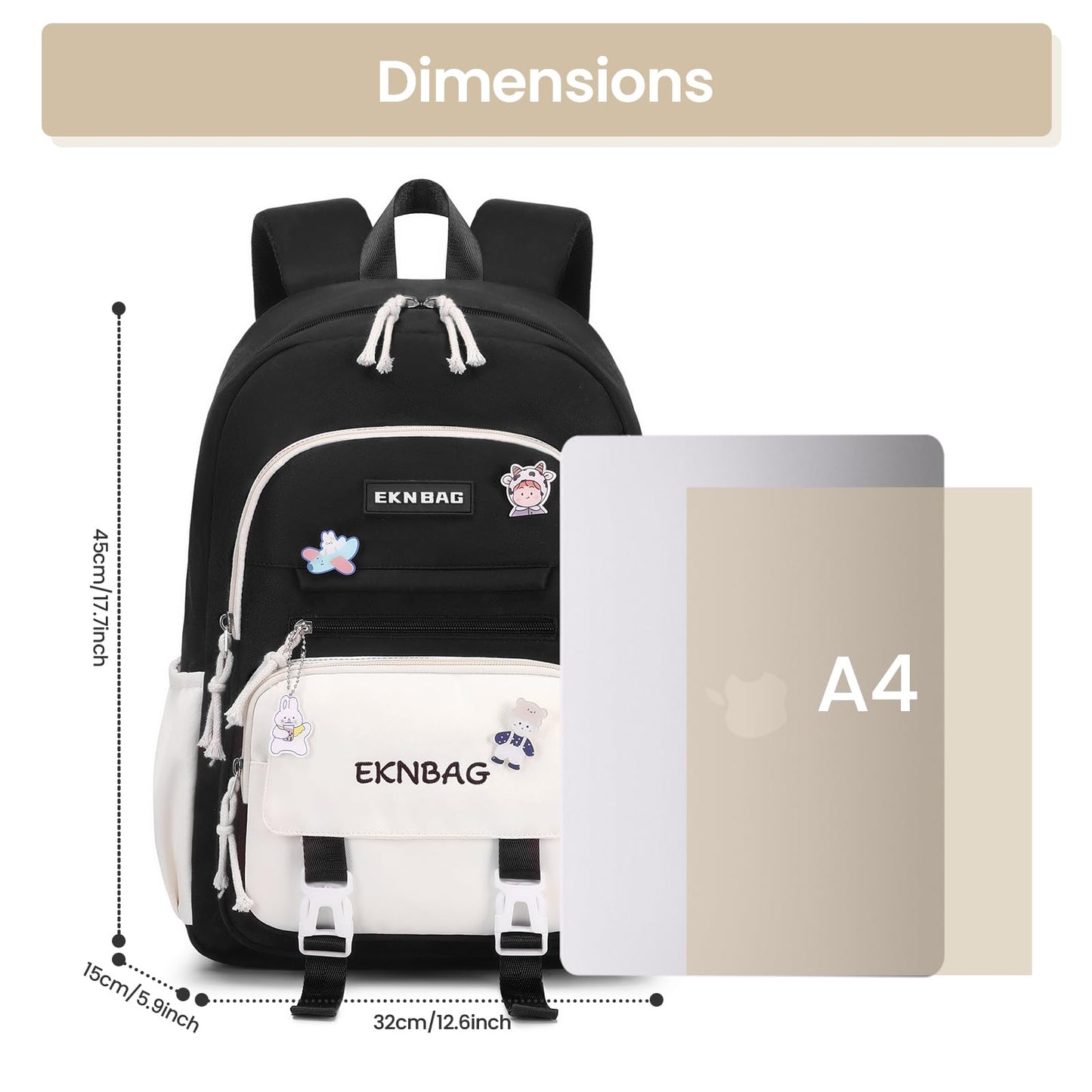 Tanou Schulrucksack Mädchen Schulranzen Kinder der 3.-7. Klasse, Rosa | Große Kapazität Schulrucksack Teenager, Leichter Nylon Mädchen Schultasche für Schule Reisen