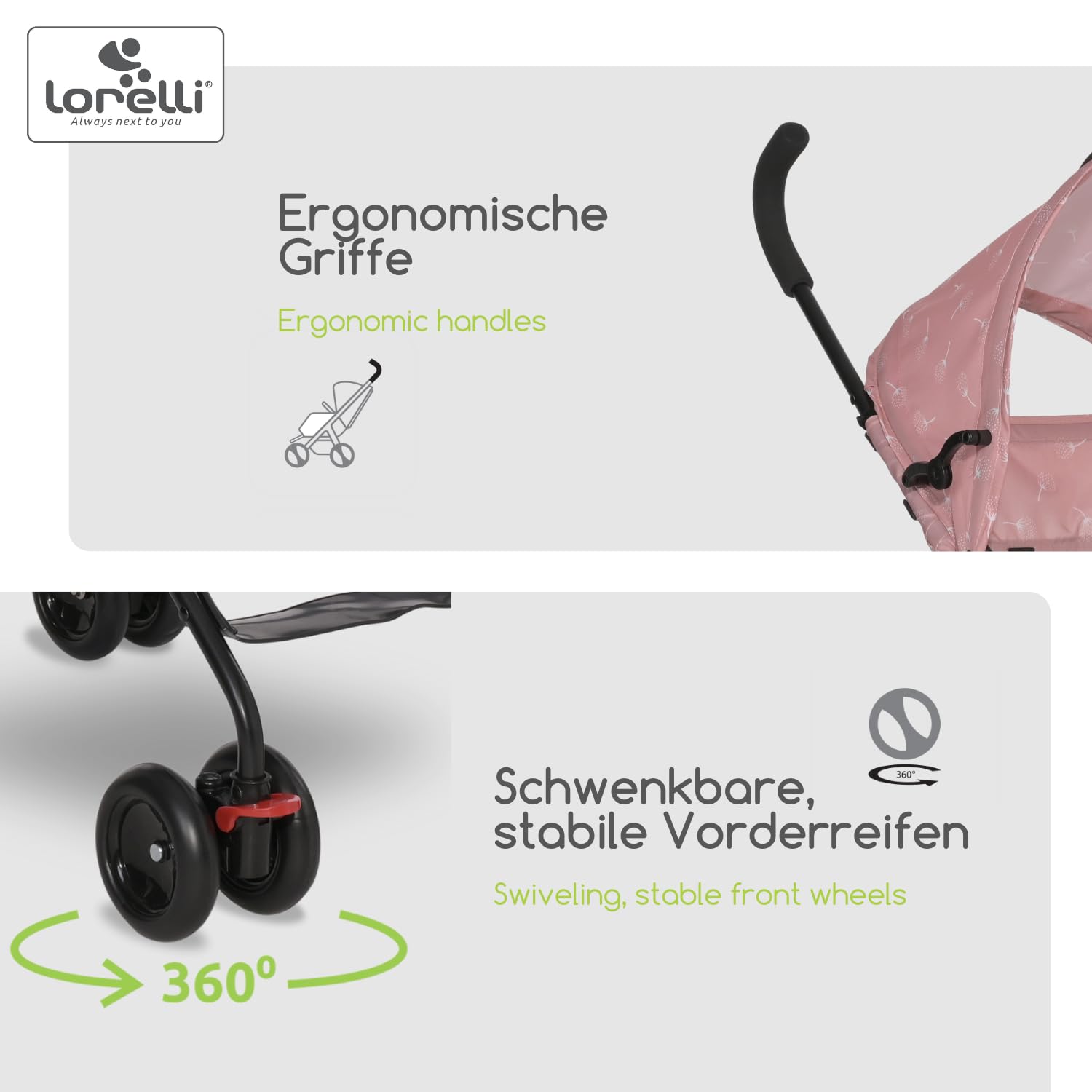 Lorelli Ultra Leichter Buggy Kinderwagen Vaya - nur 4,7kg - Kompakter Sportsitz bis 15kg, Sitzbuggy mit 5-Punkt-Gurt, faltbarem Verdeck und ergonomischen Griffen, klappbarer Reisekinderwagen, rosa - Meloni2