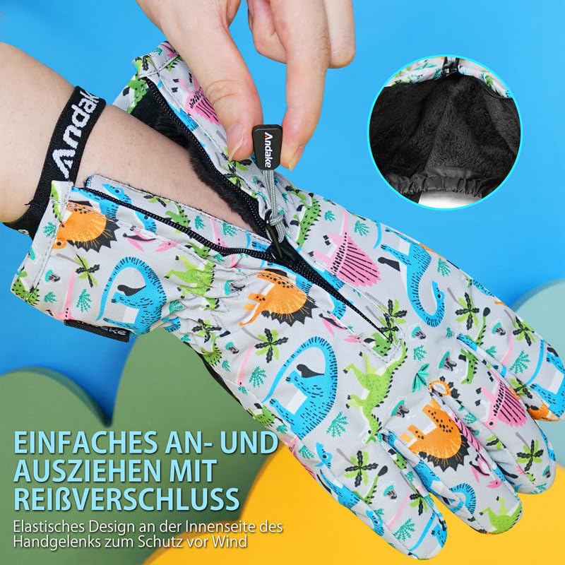 Andake Children's gloves, windproof, waterproof, warm winter gloves, skiing, outdoor sports, riding gloves, boys and girls