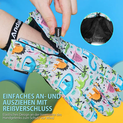 Andake Children's gloves, windproof, waterproof, warm winter gloves, skiing, outdoor sports, riding gloves, boys and girls
