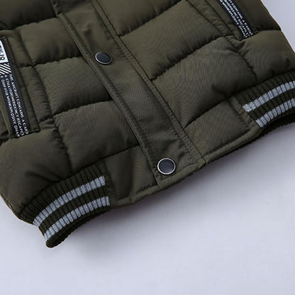 linboo Boys' Winter Jacket, Outdoor Coat, Parka with Fur Hood, Quilted Jacket, Cotton, Children's Jacket, Warm Winter Coat, Lined Winter Hooded Jacket