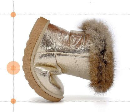 KVbabby Winter Shoes, Girls’ Warm Lined Winter Boots, Children's Ankle Boots, Waterproof Snow Boots, Soft Soles, Slip-On Boots