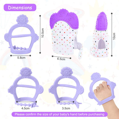 Vicloon Baby Beißhandschuhe mit Beißring Spielzeug, Weicher Beissring Baby,BPA Frei,Beruhigen Sie wundes Zahnfleisch,Handschuhe Beißring Spielzeug für 0-6 Monate Baby-Blau