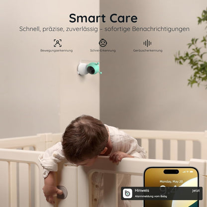 BOIFUN Babyphone mit Kamera 2K, 5-Zoll-Display, 360° PTZ, Nachtlicht | Nachtlicht, IR Nachtsicht, 360° Kamera, Handy, Weinen/Bewegungs/Geräuscherkennung, Bewegungsverfolgung, Temp&Feuchteerfassung