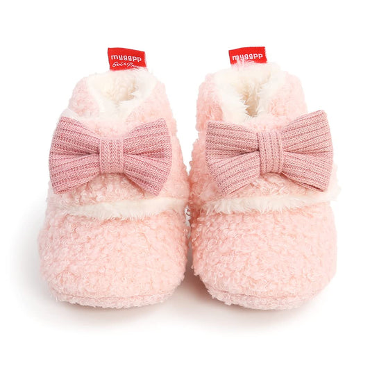Sehfupoye Toddler Baby Boys Girls Cotton Booties Shoes Striped Soft Sole Newborn First Hiking Shoes Warm Fleece Boots 0-18M