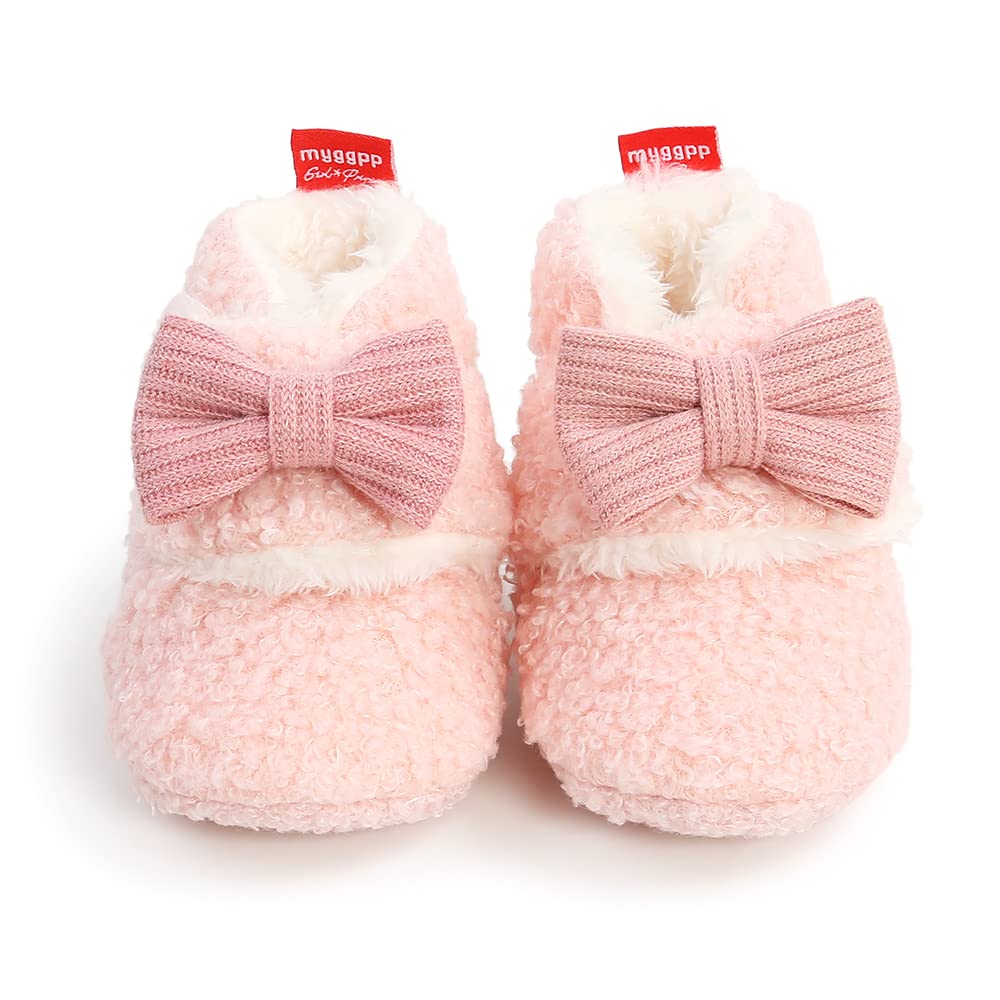 Sehfupoye Toddler Baby Boys Girls Cotton Booties Shoes Striped Soft Sole Newborn First Hiking Shoes Warm Fleece Boots 0-18M