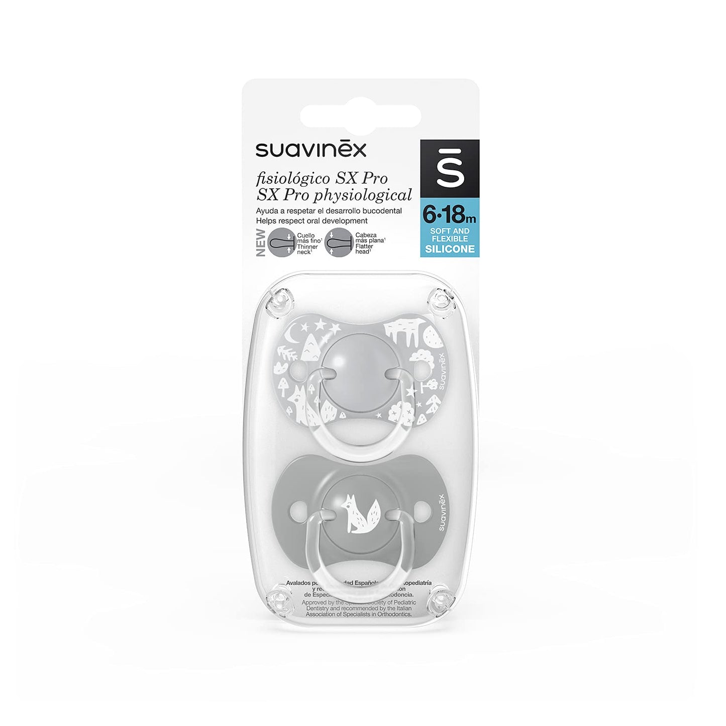 Suavinex, Set mit 2 Schnullern für Babys 0-6 Monate, Symmetrisch, Super weich und flexibel, Dreams Pink, 2er-Pack