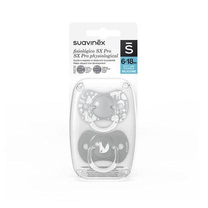 Suavinex, Set mit 2 Schnullern für Babys 0-6 Monate, Symmetrisch, Super weich und flexibel, Dreams Pink, 2er-Pack