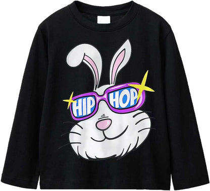 Kinder Hase Langarmshirt für Mädchen Jungen Baumwolle Rundhals Langarm Shirt Ostergeschenke Cartoon Bunny Oberteile Tops 2-7 Jahre