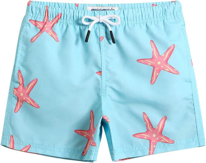 MaaMgic Boys’ Small Swimming Shorts, Quick-Drying Board Shorts with Mesh Lining, Pockets and Adjustable Drawstring