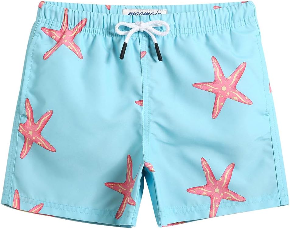 MaaMgic Boys’ Small Swimming Shorts, Quick-Drying Board Shorts with Mesh Lining, Pockets and Adjustable Drawstring