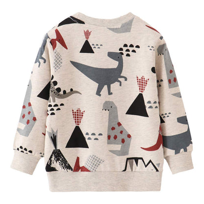 EULLA Children's Boys' Pullover Sweatshirt Long Sleeve Cotton Dinosaur Excavator Tractor Planets Winter Tops 1-7 Years 92 98 104 110 116 122