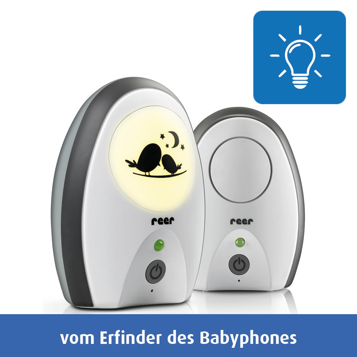 reer Rigi Babyphone mit Gegensprechfunktion, 300 m Reichweite, FHSS, Nachtlicht, VOX & ECO-Modus