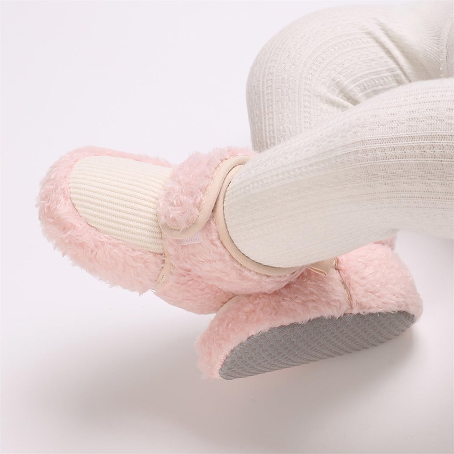 Baby Newborn Fleece Bootie, Winter Warm Non-Slip Soft Sole Winter Shoes, Sock Shoes, Cute Adjustable Crawling Shoes, Prewalker Boots for Girls and Boys, Toddler Size 0-18 Months
