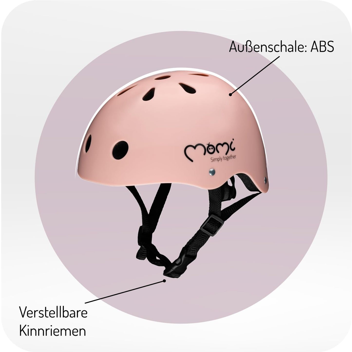 MoMi Mimi Kinderhelm verstellbar, Kopfumfang 47 – 58 cm (1-4 Jahre), stoß- und schlagfester Fahrradhelm für Kinder, 11 Lüftungsöffnungen, Schaumstoffpolsterung, Einstellbarer Kinnriemen
