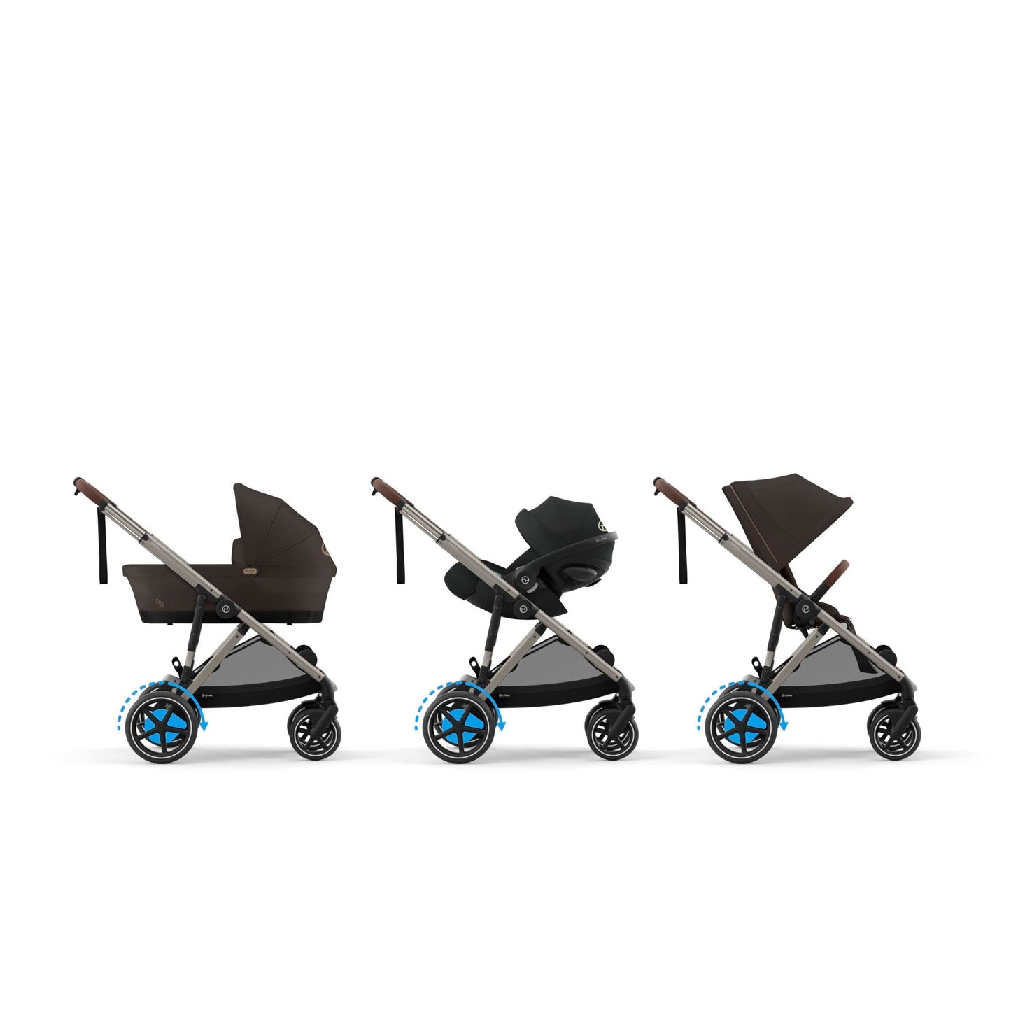 CYBEX Gold Kinderwagen e-GAZELLE S, Ab Geburt bis ca. 4 Jahre, Max. 22 kg (Single-Modus) / 2x 22 kg (Duo-Modus), All-in-1-System mit E-Antrieb und 20+ Konfigurationen, Stone Grey