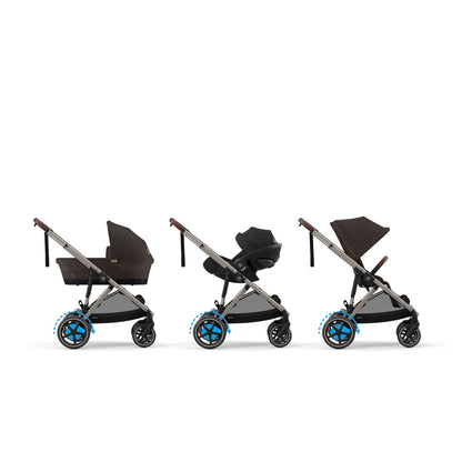 CYBEX Gold Kinderwagen e-GAZELLE S, Ab Geburt bis ca. 4 Jahre, Max. 22 kg (Single-Modus) / 2x 22 kg (Duo-Modus), All-in-1-System mit E-Antrieb und 20+ Konfigurationen, Stone Grey