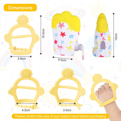Vicloon Baby Beißhandschuhe mit Beißring Spielzeug, Weicher Beissring Baby,BPA Frei,Beruhigen Sie wundes Zahnfleisch,Handschuhe Beißring Spielzeug für 0-6 Monate Baby-Blau