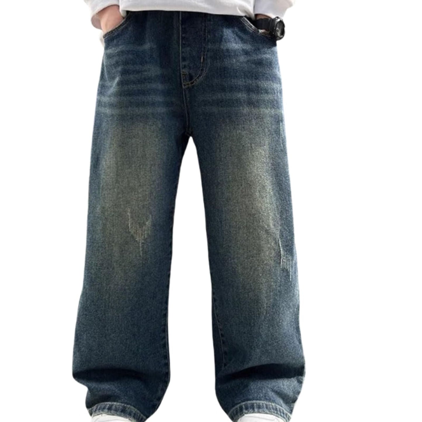 Children's Baggy Jeans Boys Wide Leg Jeans Loose Fit Denim Vintage Trousers Casual Wide Leg Jeans Streetwear Outdoor Vintage Loose Fit Baggy Jogging Bottoms Boys Black Trousers Cargo Trousers Pants