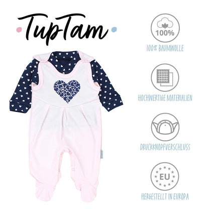 TupTam Baby Mädchen Jungen Strampler mit Langarmshirt Aufdruck Spruch 2 teilig