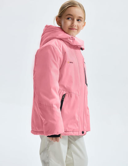 Gemyse Boys' Waterproof Ski Jacket, Windproof Fleece Jacket, Outdoor Winter Jacket, Rain Jacket with Hood