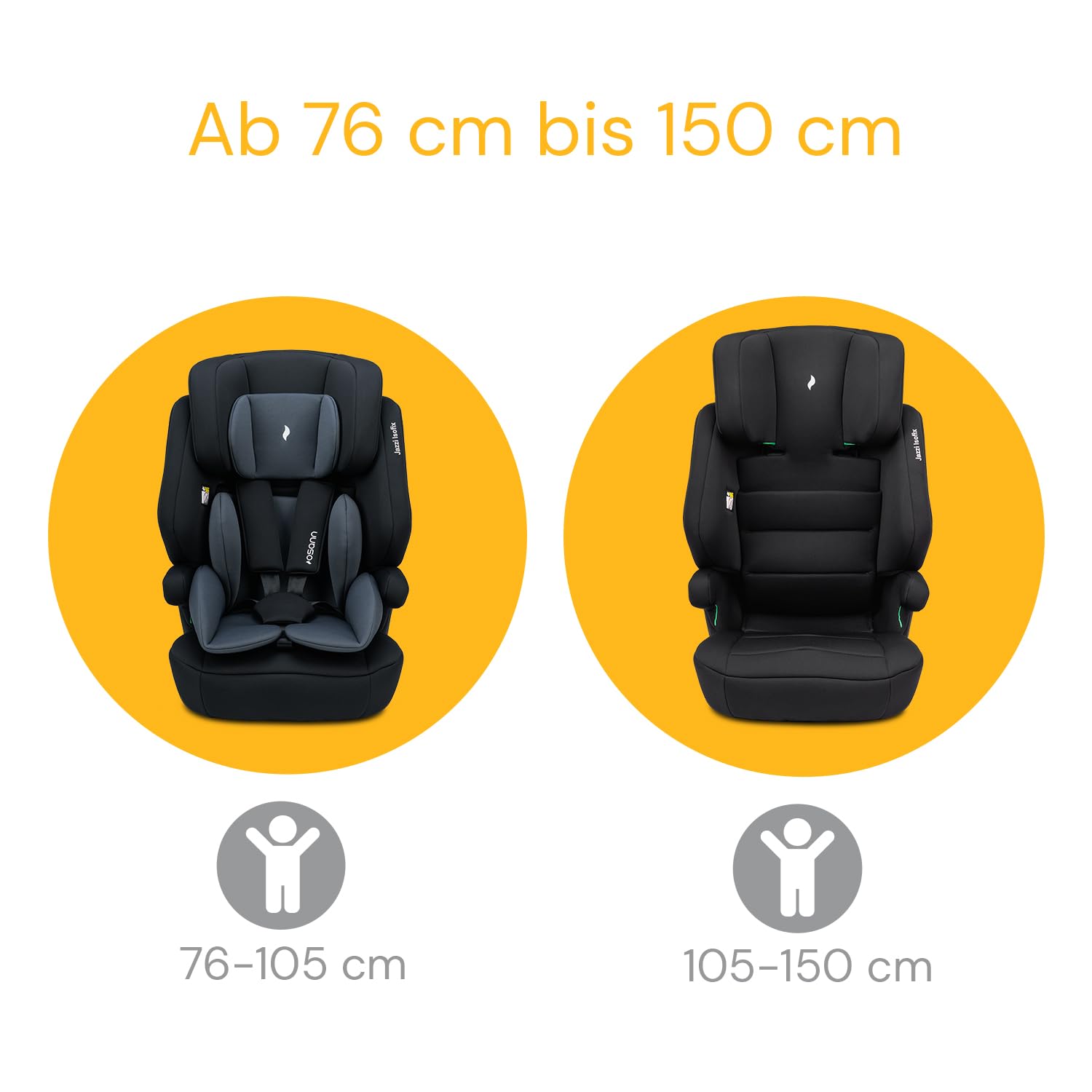 Osann Jazzi Isofix – Der sichere Kindersitz ab 1 Jahr (76–150 cm), mitwachsend mit Isofix & Top-Tether, Schutz & Geborgenheit auf jeder Fahrt - Sunset - Meloni2