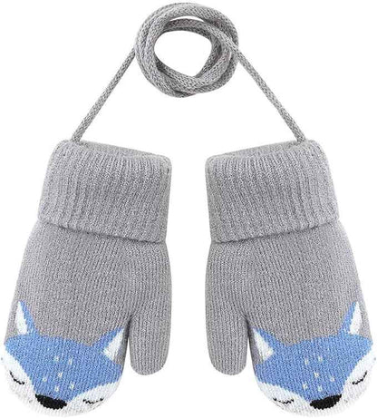 0-3 Jahre Baby Winter Handschuhe Kinder Gestrickte Fäustlinge Warme Fleece Gefütterte Handschuhe Fausthandschuh mit Schnur Outdoor Weich Winterhandschuhe Skihandschuhe Handwärmer für Jungen Mädchen
