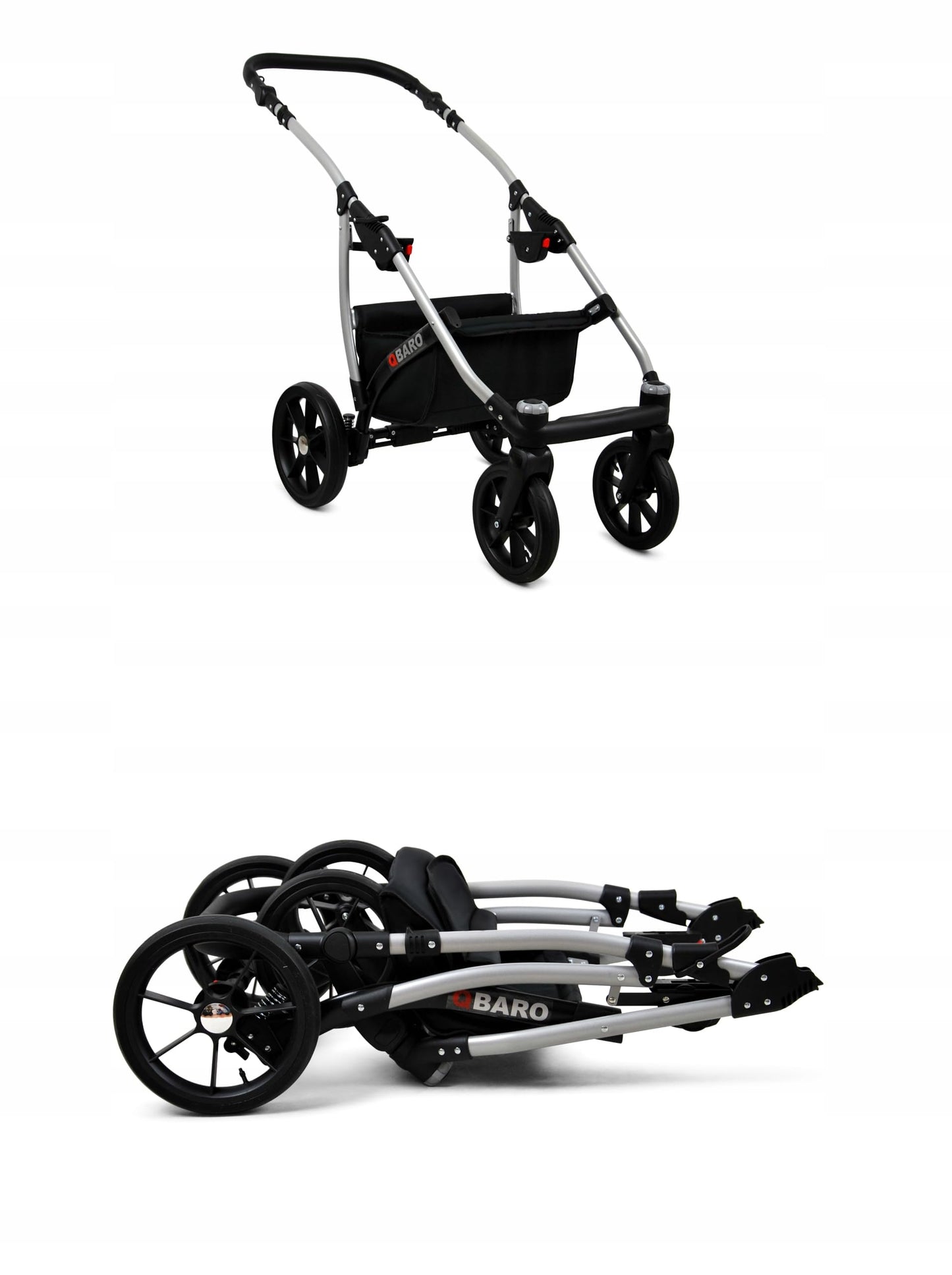 BabyLux® Bambimo Qbaro 3-in-1 Pushchair Set Including Baby Carrycot, Buggy Sports Seat, Car Seat - Car Seat - Pram Set - Combination Pram with Changing Bag, Rain Cover etc. 