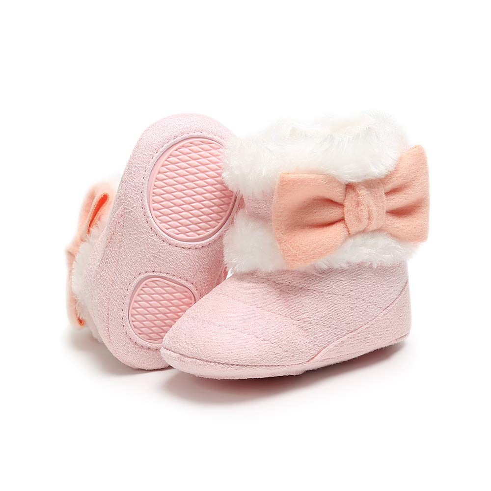 LACOFIA Baby Girls Soft Sole Winter Boots Toddler Warm Fleece Slippers Crawling Shoes