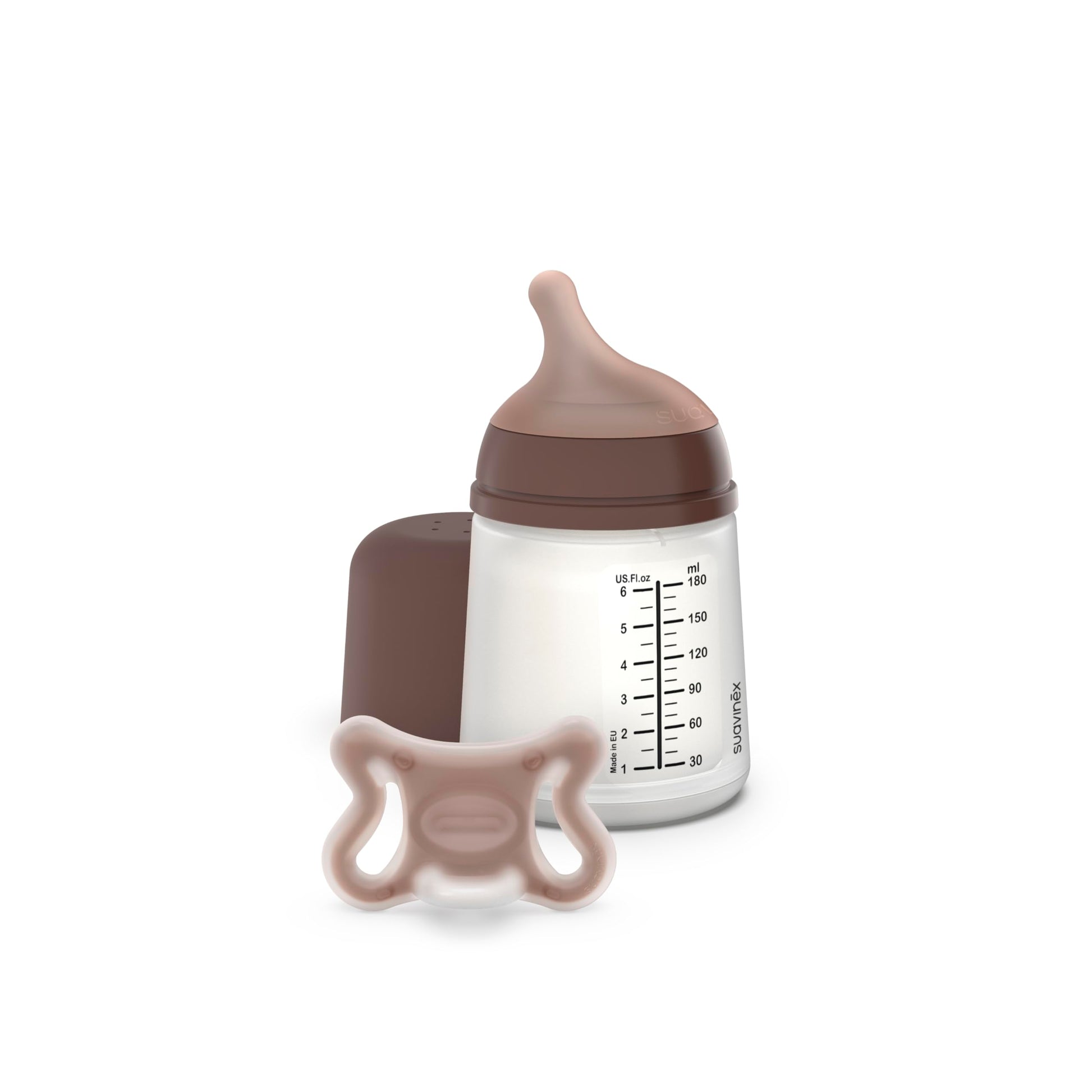 Suavinex, Anti-Colic Babyflasche Zero Zero,mit mittlerem Silikonsauger (M), für Babys ab 3 Monaten, Empfohlen für gestillte Babys und Flaschennahrung, 270 ml, Deep - Meloni2