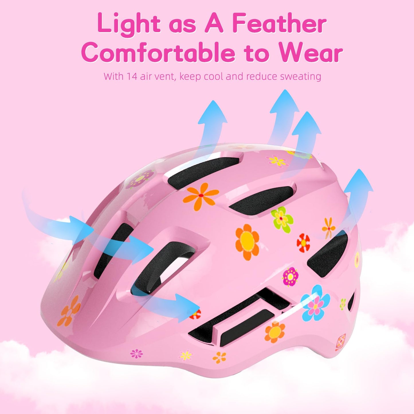 FAYDUDU Toddler Helmet Children's Bicycle Helmet Baby Multi-Sport Adjustable Helmet Sports Helmet Cycling Bicycle Scooter Skateboard Helmet Lightweight for Children Boys Girls from 2-8 Years Old