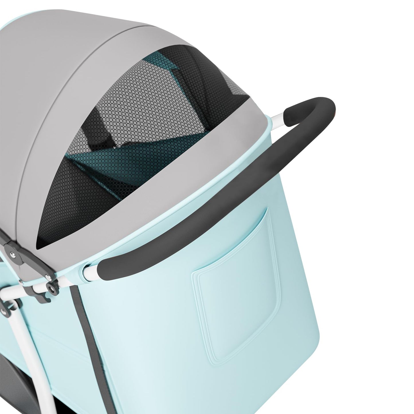 Buggy für Babys, ultraleicht, kompakt, faltbar und neigbar, von Geburt bis 25 kg, mit Trolley-System, Regenschutz inklusive, ausziehbarer Haube, C-schwarz