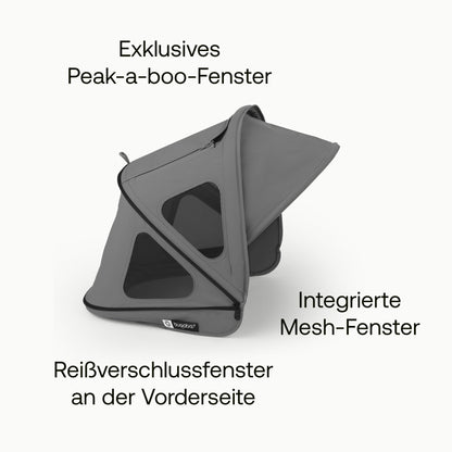 Bugaboo Dragonfly Sonnendach mit Lüftungsfenstern, ausziehbar für zusätzlichen und optimalen Sonnenschutz, wasserabweisend, Deep Indigo