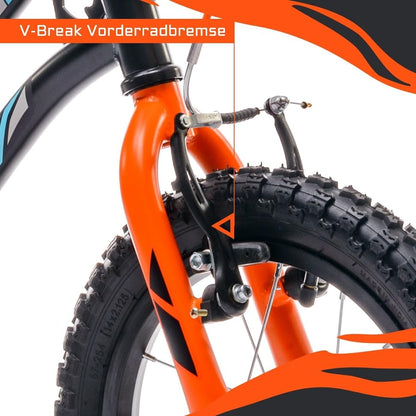 sun baby Jungenfahrrad Kinderfahrrad 14 und 16 Zoll Jungen Tiger Tracker Bike Leicht Stützräder mit Schubstange ab 2-6 Jahre BMX Fahrrad Kinder