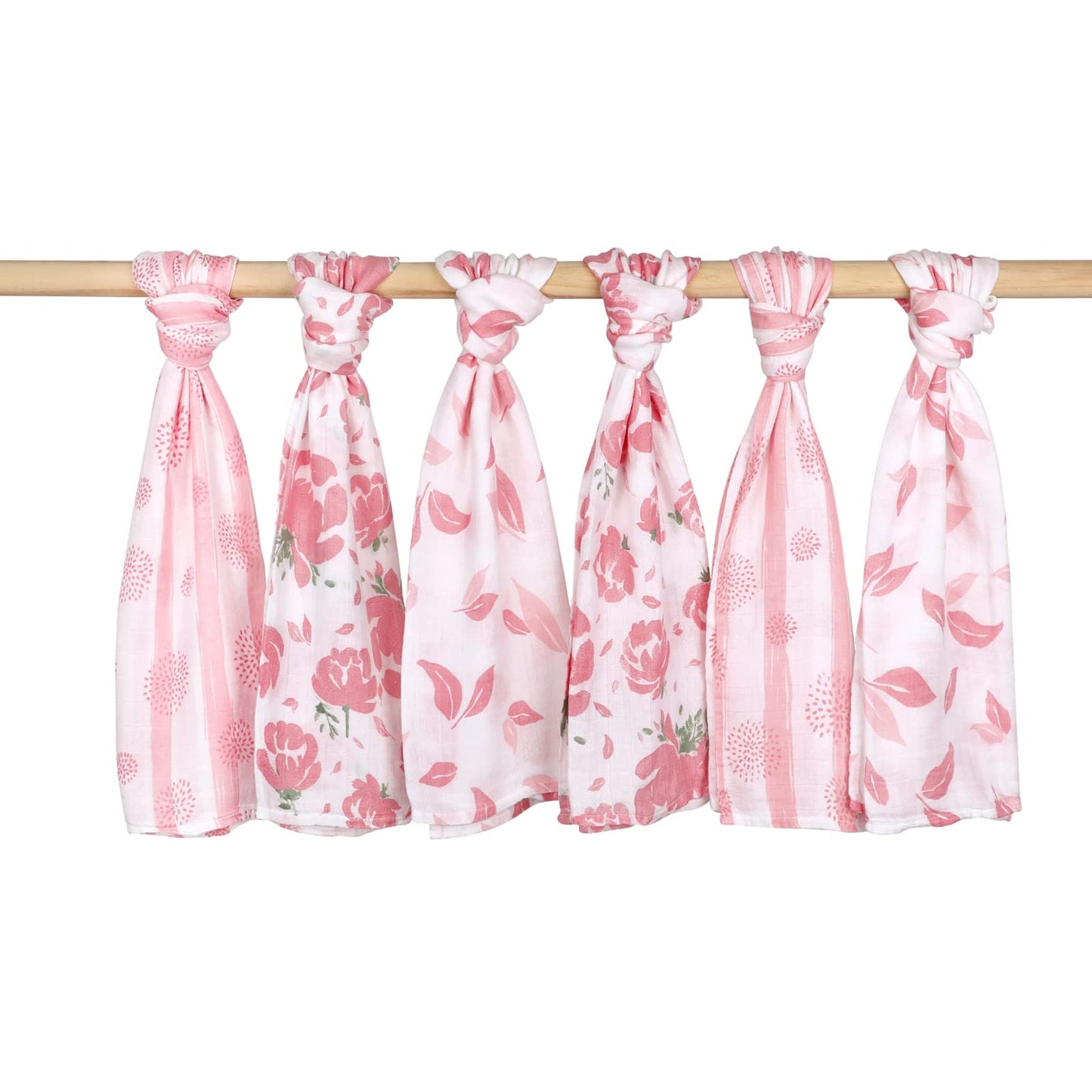 GLLQUEN Musselintücher für Babys, 6 Stück Spucktücher aus Baumwolle 70 cm x 70 cm, saugfähig und atmungsaktiv und ideal zum Reinigen, Abwischen und Abdecken von Neugeborenen