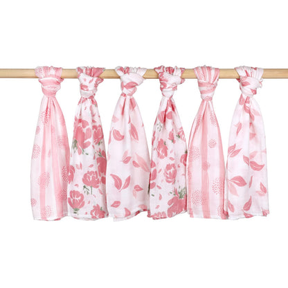 GLLQUEN Musselintücher für Babys, 6 Stück Spucktücher aus Baumwolle 70 cm x 70 cm, saugfähig und atmungsaktiv und ideal zum Reinigen, Abwischen und Abdecken von Neugeborenen