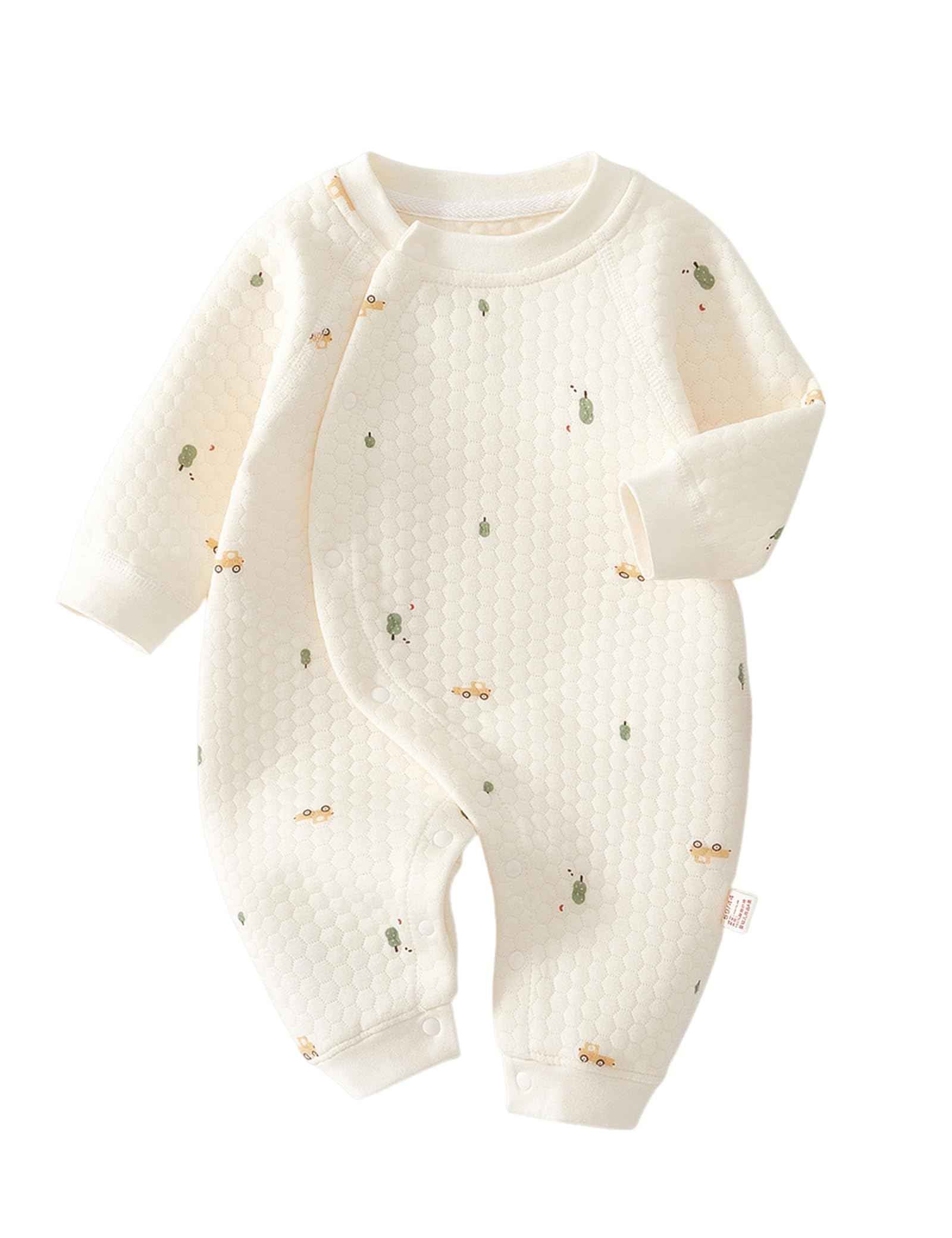 Newborn Unisex Romper, Long Sleeve Jumpsuit, 100% Cotton, Soft & Comfortable, for Outerwear & Sleepwear, Suitable for All Seasons