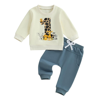 1. Jahr Geburtstag Outfit Baby Junge Kleidung Set Langarm Sweatshirt und Hose Kleidung Sets für Jungen
