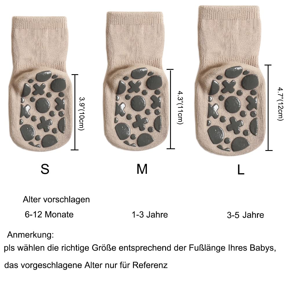 Rutschfeste Socken für Baby Mädchen Jungen 5 Paar Kinder Anti Rutsch Socken Sportsocken Stoppersocken