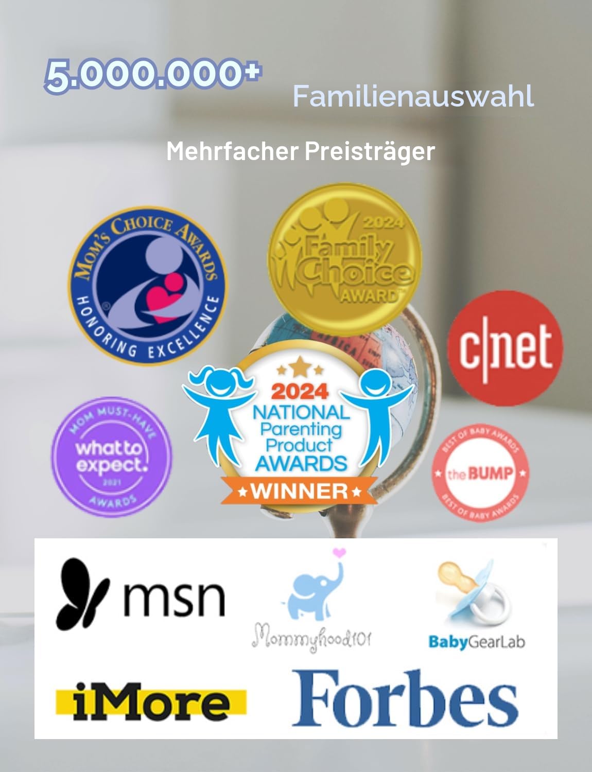 HelloBaby Babyphone mit Kamera, Kein WLAN, 5" IPS, HB6550, 3500 mAh | 355° Schwenken-120° Neige-Zoomen, Babyfone ohne WLAN, 2 Wege Audio, Temperatur, 8 Schlaflieder, Nachtsicht, Kabel-Kamera
