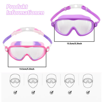 Moseem Schwimmbrille Kinder, 2 Stück Schwimmbrille 3-15 Jahre UV-Schutz,Anti-Nebel Kein Auslaufen Schwimmbrillen für Kinder, Mädchen, Jungen