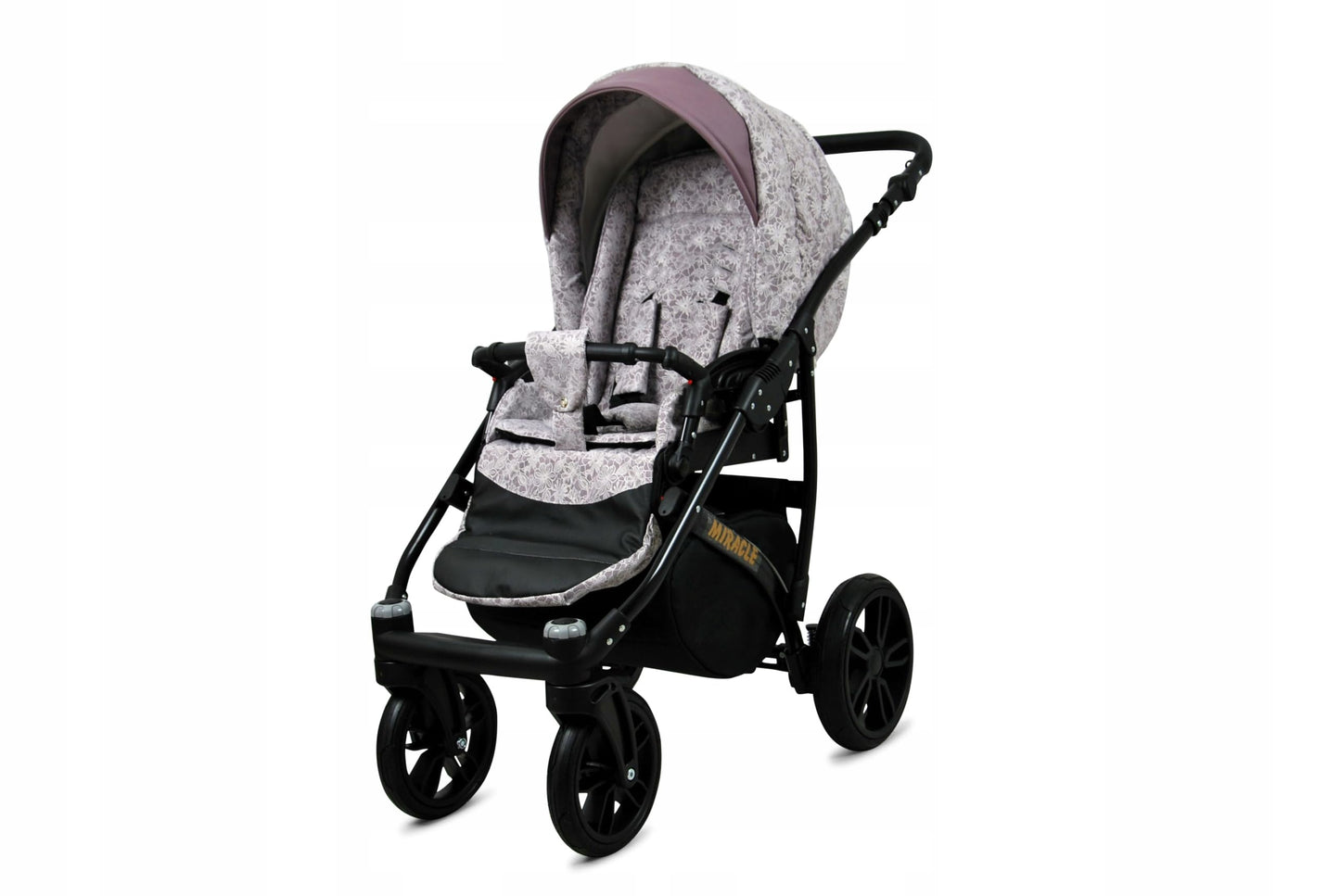 BabyLux Miracle 2-in-1 Baby Pushchair Deep and Pushchair with Accessories Adjustable and Foldable Aluminium Construction Waterproof Non-Removable Wheels Gold Leaf