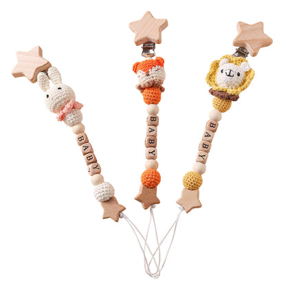 Mamimami Home Handgemachte Kaninchen Design Schnullerkette Stricken mit Häkchen,Schnullerband für Babys MäDchen und Junge