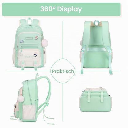 Tanou Schulrucksack Mädchen Schulranzen Kinder der 3.-7. Klasse, Rosa | Große Kapazität Schulrucksack Teenager, Leichter Nylon Mädchen Schultasche für Schule Reisen