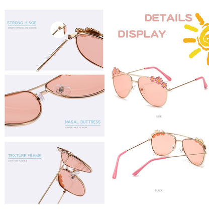 Hifot Sonnenbrille Kinder für Mädchen, Kinder Pilotenbrille mit Edelstahl Metall Gestel Kleinkind Sonnenbrille Kinder Sonnenbrillen 3-12jahre