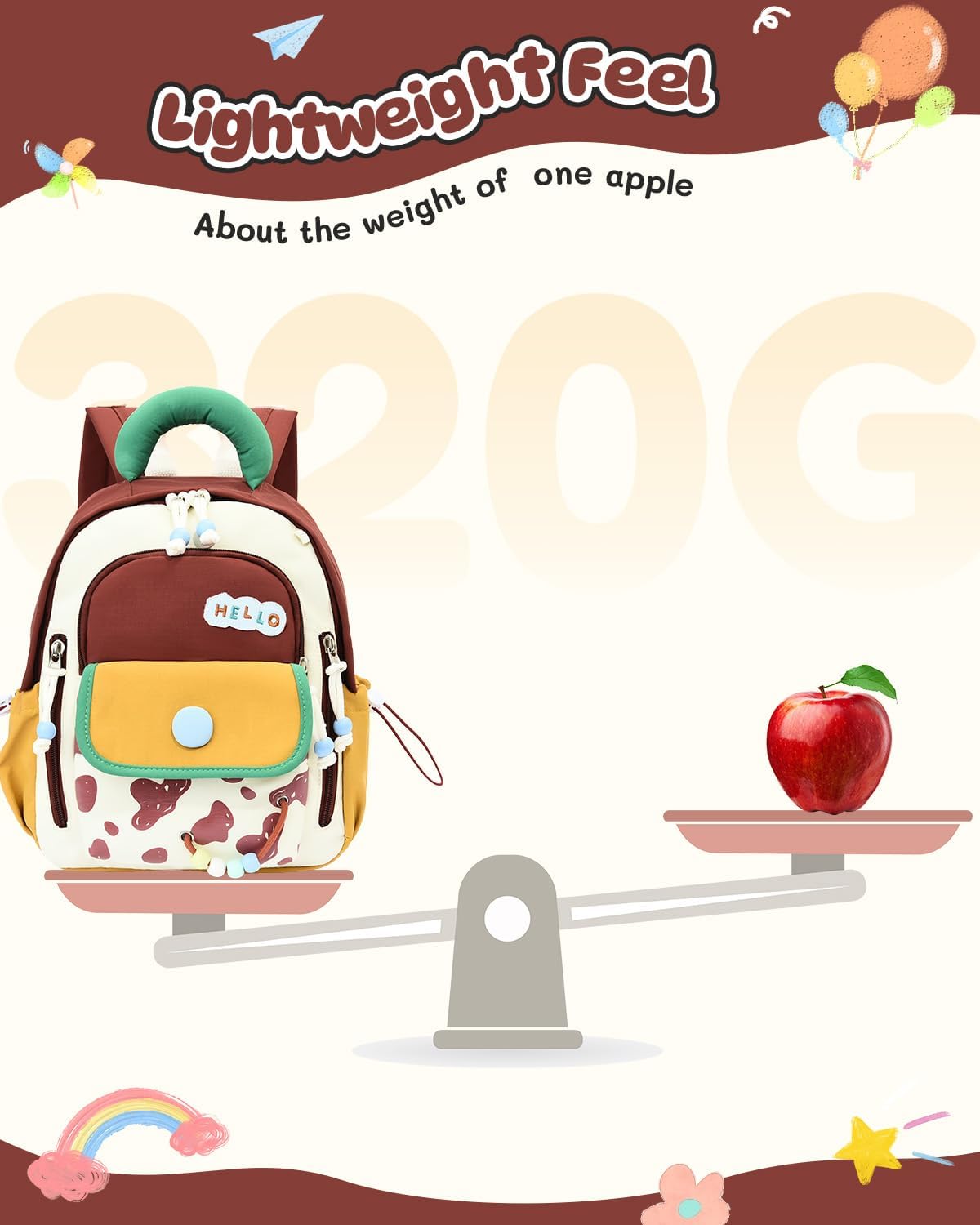 PROTAURI Kindergartenrucksack Mädchen 2-5 Jahre 8L 3D Eis, Dunkelrosa | mit Brustgurt wasserabweisend leicht atmungsaktiv ergonomisch Macaron-Farben