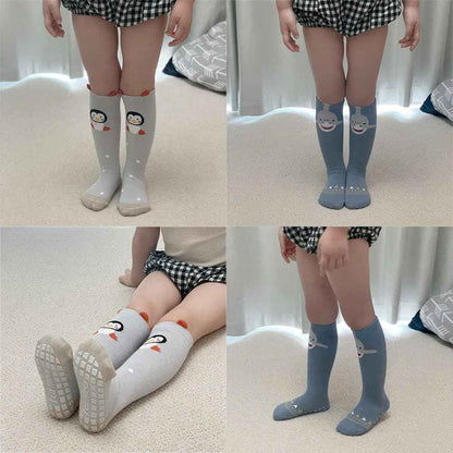 Pack of 6 Baby Toddler ABS Non-Slip Socks Knee-Length Knee Socks Cotton