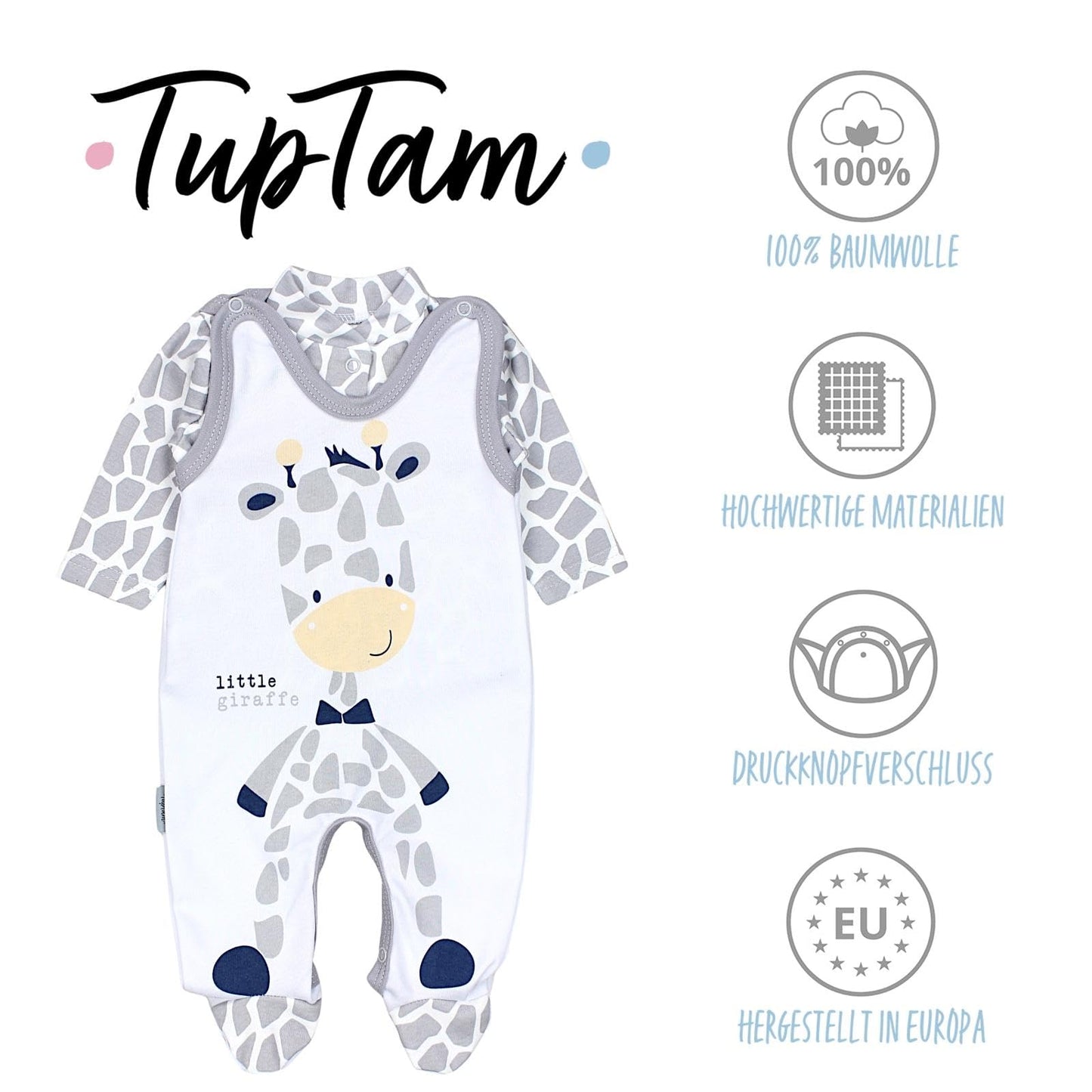 TupTam Baby Unisex Strampler Set mit bedrucktem Spruch, 2er-Pack
