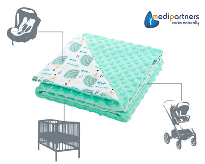 Medi Partners Babydecken Baby 100% Baumwolle Krabbeldecke Babydecke 75x100cm doppelseitig Kinderbett Minky Kuscheldecke Kinderwagen (REH mit grauem Minky)