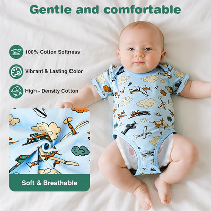 Baby Bodysuit Kurzarm Unisex Baby Set Kurzarm Bodysuits aus 100% superweicher Baumwolle, Baby Body mit Press Nieten für Neugeborene Baby Jungen und Mädchen 0-3 m/3-6 m/6-9 m/9-12 m